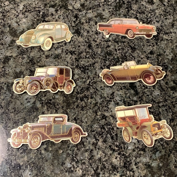Collection of 6 Antique/Vintage Cardboard Cutout Car Ornaments - Picture 2 of 8